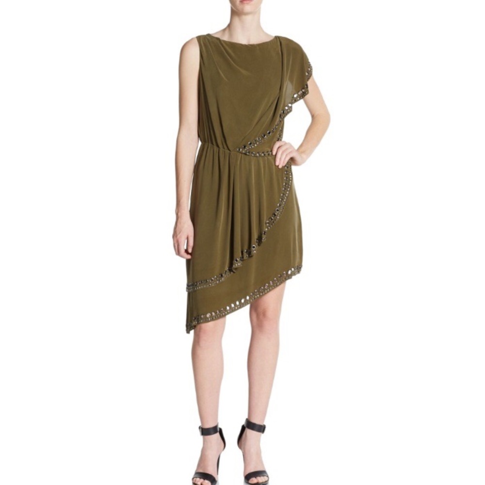 Haute Hippie Grommet Nailhead Asymmetrical Dress
